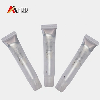 Empty wholesale custom 15ml clear oval plastic cosmetic lip gloss tube container packaging