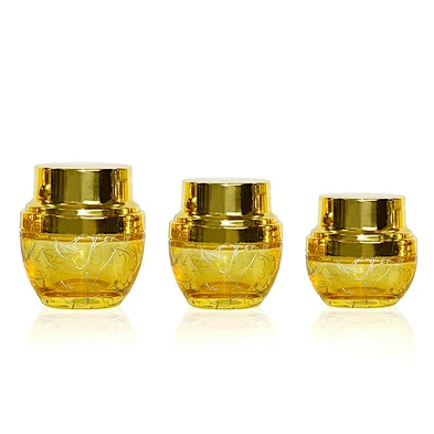 wholesale 20g 30g 50g 1oz 2oz  gold alumite cap glass lotion eye cosmetic packaging skincare cream jar