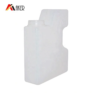 Empty 1L white square HDPE liquid laundry detergent plastic bottle packaging with handle