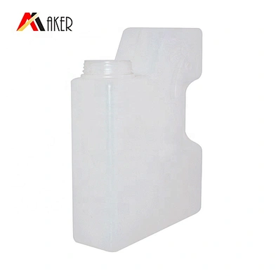 Empty 1L white square HDPE liquid laundry detergent plastic bottle packaging with handle