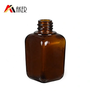 Wholesale empty 25ml 40ml square semi-transparent amber glass essential oil bottle with gold aluminum covered screw cap