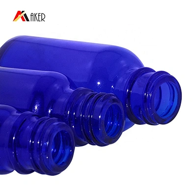 Wholesale 10ml 30ml 1oz blue essential oil glass dropper bottle with aluminum dropper