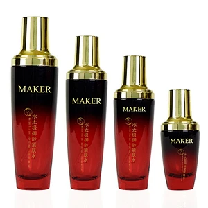 Empty Black Gradient Red 30ml 50ml 100ml 130ml Cosmetic Bottle Packaging Lotion Glass Skincare Container Sets