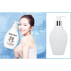 Newest design unique empty PET white body lotion bottle 300ml with pump