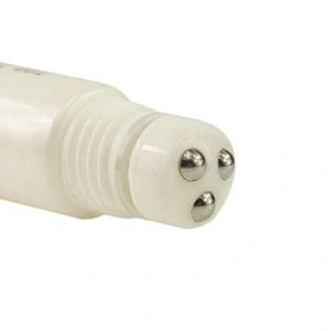 Factory 20g white LDPE plastic cosmetic massage roller tube with roller ball applicator and clear plastic screw cap