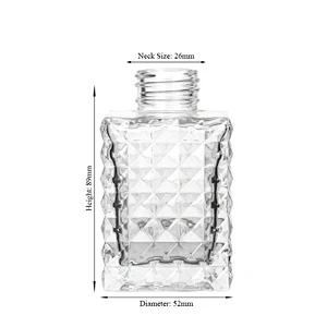 84ml High Quality Luxury Room Wholesale Big Frosted Perfume Square Fancy Clear Empty Glass Aroma Diffuser Bottle