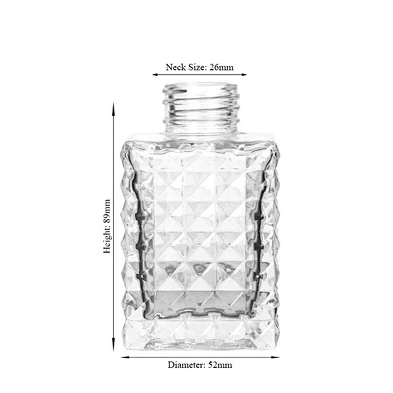 84ml High Quality Luxury Room Wholesale Big Frosted Perfume Square Fancy Clear Empty Glass Aroma Diffuser Bottle