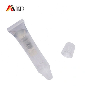 Empty wholesale custom 15ml clear oval plastic cosmetic lip gloss tube container packaging