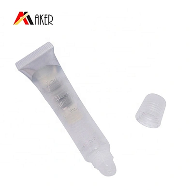 Empty wholesale custom 15ml clear oval plastic cosmetic lip gloss tube container packaging
