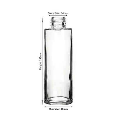 Csutom Transparent 150ml Aromatherapy Container Round Cylinder Reed Diffuser Bottle