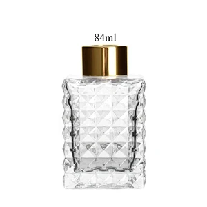 84ml High Quality Luxury Room Wholesale Big Frosted Perfume Square Fancy Clear Empty Glass Aroma Diffuser Bottle