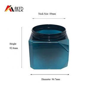 Custom 550ml 700ml Blue Amber PET Hair Care Packaging Cosmetic Plastic Cream Jar with Lid