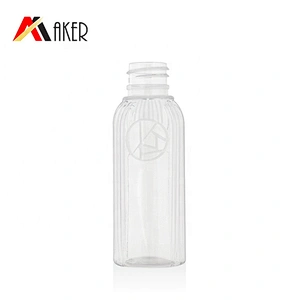 Custom 2oz / 60ml PET plastic cosmetic body lotion bottle toner bottle with rose gold aluminum covered screw cap