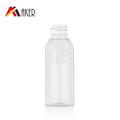 Custom 2oz / 60ml PET plastic cosmetic body lotion bottle toner bottle with rose gold aluminum covered screw cap