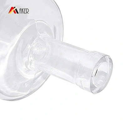 New wholesale price unique shape clear liquor glass bottle 750 ml with stopper