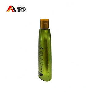 factory price 400ml body cream green flat shape PET plastic shampoo bottle with flip top cap