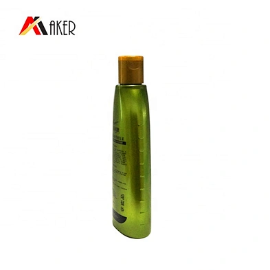 factory price 400ml body cream green flat shape PET plastic shampoo bottle with flip top cap