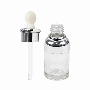 designer glass cosmetic drop bottle essential oil packaging personal care clear child proof dropper bottle
