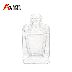 New arrival square clear 10ml cosmetic glass nail polish bottle with brush