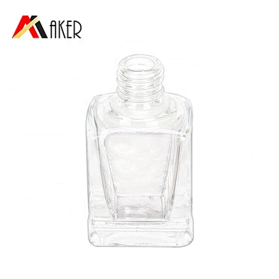 New arrival square clear 10ml cosmetic glass nail polish bottle with brush