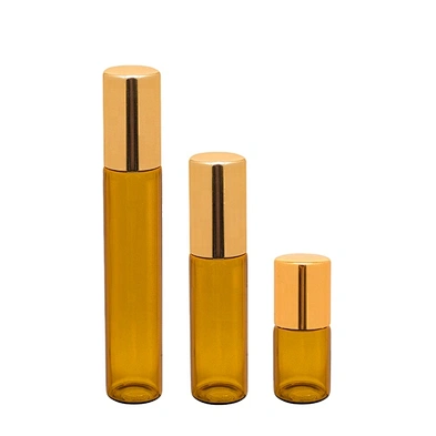 Hot sale amber 2.5ml 5ml 10ml empty deodorant roll on glass tube bottle with stainless steel roller ball