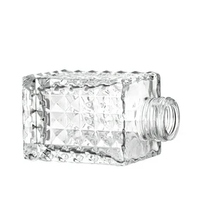 84ml High Quality Luxury Room Wholesale Big Frosted Perfume Square Fancy Clear Empty Glass Aroma Diffuser Bottle