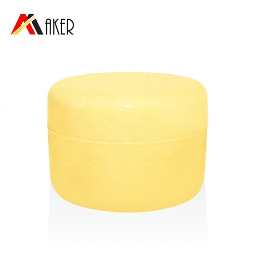 Small MOQ PP 100g yellow round plastic cosmetic packaging cream jar with screw cap