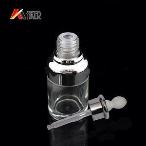 Empty clear round 30 ml glass essential oil dropper lotion bottle with dropper for sale