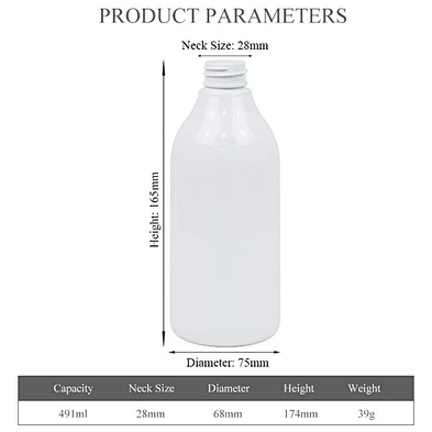 White 480ml Plastic PET Boston Round Hand Sanitizer Biodegradable Lotion Bottle
