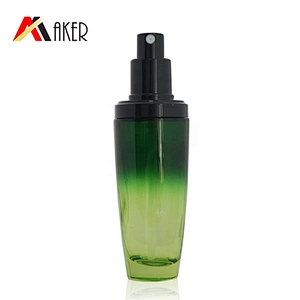 2019 New arrival 30ml 50ml 100ml luxury gradient green cosmetic glass bottle with sprayer and cap