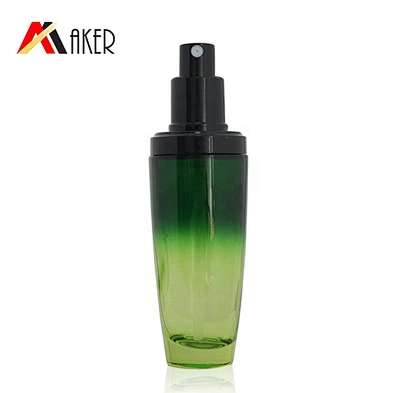 2019 New arrival 30ml 50ml 100ml luxury gradient green cosmetic glass bottle with sprayer and cap