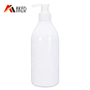 Empty white 500ml boston round PET plastic cosmetic lotion bottle with lotion pump
