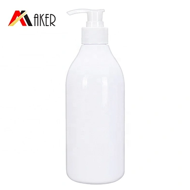 Empty white 500ml boston round PET plastic cosmetic lotion bottle with lotion pump