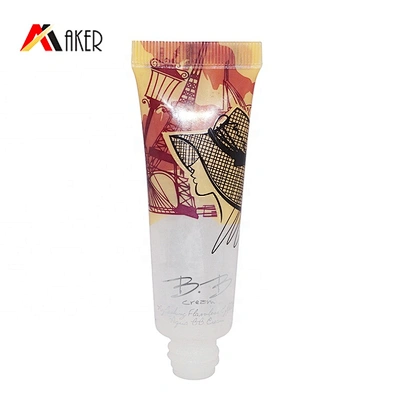 25ml luxury round empty LDPE plastic cosmetic BB cream tube packaging with gold aluminum airless pump