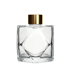 Unique Square Shape 200ml Clear Hanging Aroma Reed Diffuser Glass Bottle For Decoration