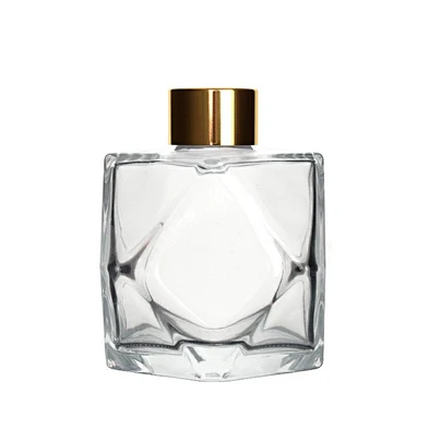 Unique Square Shape 200ml Clear Hanging Aroma Reed Diffuser Glass Bottle For Decoration