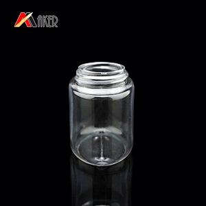 China wholesale empty 70ml clear oval shape cosmetic PETG plastic baby talcum powder bottle with screw cap and sifter
