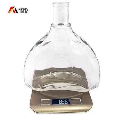 Wholesale 700ml Glass Unique shape transparent empty tequila bottles XO wine bottle with Cork