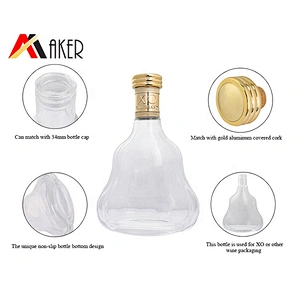 2019 New arrival wholesale clear unique shape wine glass bottle 700ml