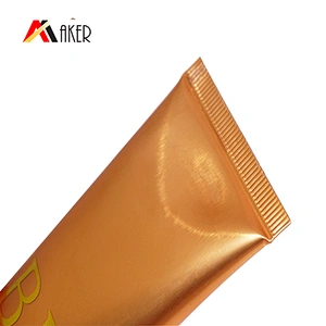 Empty 30ml luxury gold oval bb cream aluminum plastic cosmetic tube container with acrylic cap