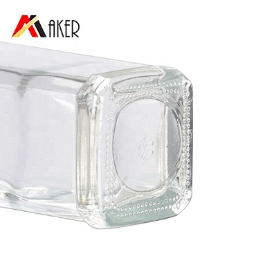 Empty round clear 750ml rum glass wine bottle with aluminum cap