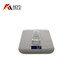 Newest design 15ml square shape empty clear glass jar for face cream with wooden lid