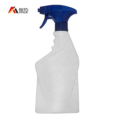 Customized empty 500ml white color special shape PE plastic liquid detergent bottle with trigger sprayer