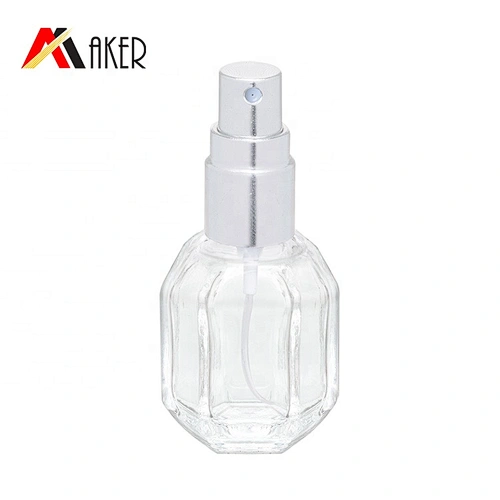 Special clear 10ml empty crystal mini glass perfume bottle with silver aluminum mist sprayer