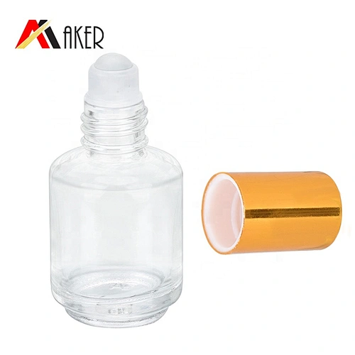 Hottest 8ml clear empty glass roll on perfume bottle with golden screw cap and plastic roller