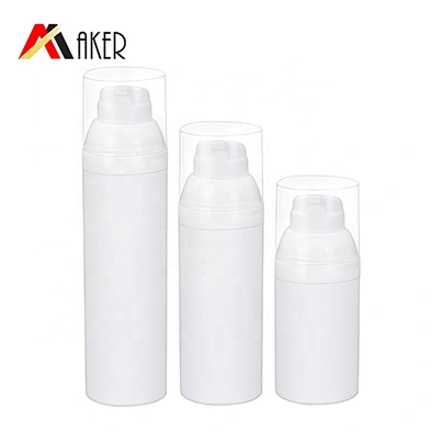Factory supply 30ml 50ml 75ml white empty PP plastic cosmetic body lotion airless cream pump bottle set