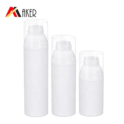 Factory supply 30ml 50ml 75ml white empty PP plastic cosmetic body lotion airless cream pump bottle set