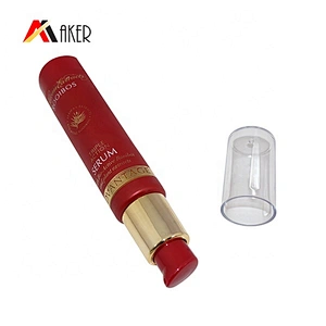 Empty 30ml 50ml Luxury Red Color Round hand Cream plastic squeeze tubes for cosmetics with pump