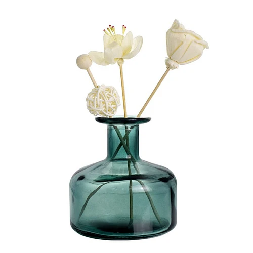 china factory 300ml room flower rattan reed   diffuser glass bottle set for room decor