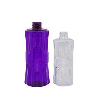 Wholesale 250ml 450ml White Purple Engraving PET Plastic Recycled Shampoo Bottle with Lotion Pump